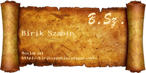 Birik Szabin névjegykártya
